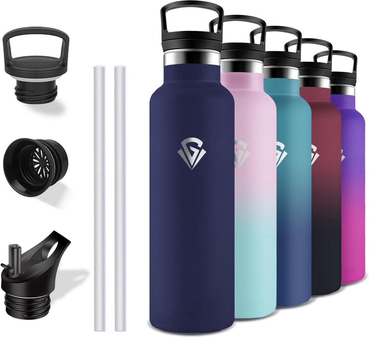 RVS Thermosfles met Rietje 750 ml - Lekvrije Isolerende Waterfles voor Sport en Onderweg