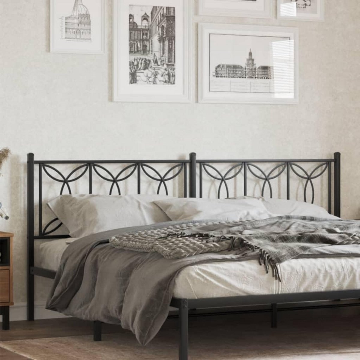 Stalen Hoofdbord Zwart 193 cm Breed voor Bedden