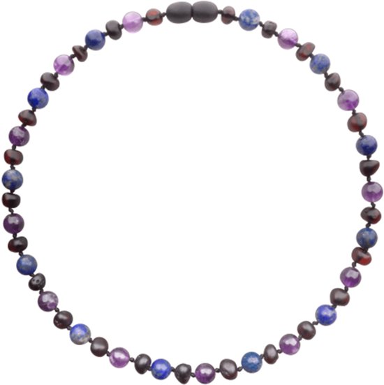 Baby Natura - Barnsteen Armband - Baby/Peuter - Cherry - Lapis Lazuli - Amethist - 32 cm