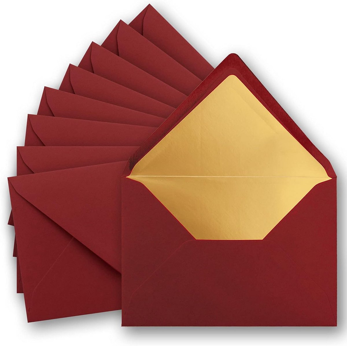 Luxe C5 Enveloppen Donkerrood Met Gouden Metallic Voering - 100 Stuks