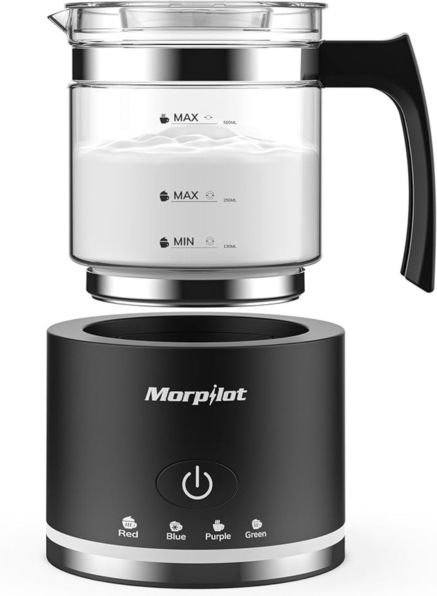 Luxe Elektrische Melkopschuimer 4-in-1 – Warm & Koud – 500 ml – Glazen Design – Vaatwasmachinebestendig