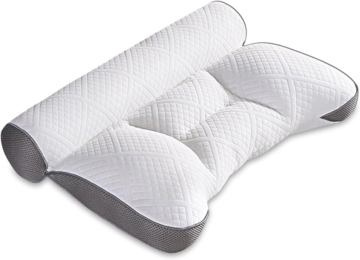 Cloud Align Donzen & Memory Foam Kussen – Ergonomisch Slaapapneu Kussen voor Zij- & Rugslapers – Orthopedisch Neksteunkussen