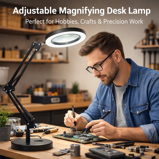 Vergrootglas met Touch Control licht en standaard - led-vergrootlamp in zwart, klem, 5 kleurmodi, traploos dimbaar - perfecte vergrootlamp voor nauwkeurig werken en modelbouw Vergrootglas met Touch Control licht en standaard - led-vergrootlamp in zwart, klem, 5 kleurmodi, traploos dimbaar - perfecte vergrootlamp voor nauwkeurig werken en modelbouw