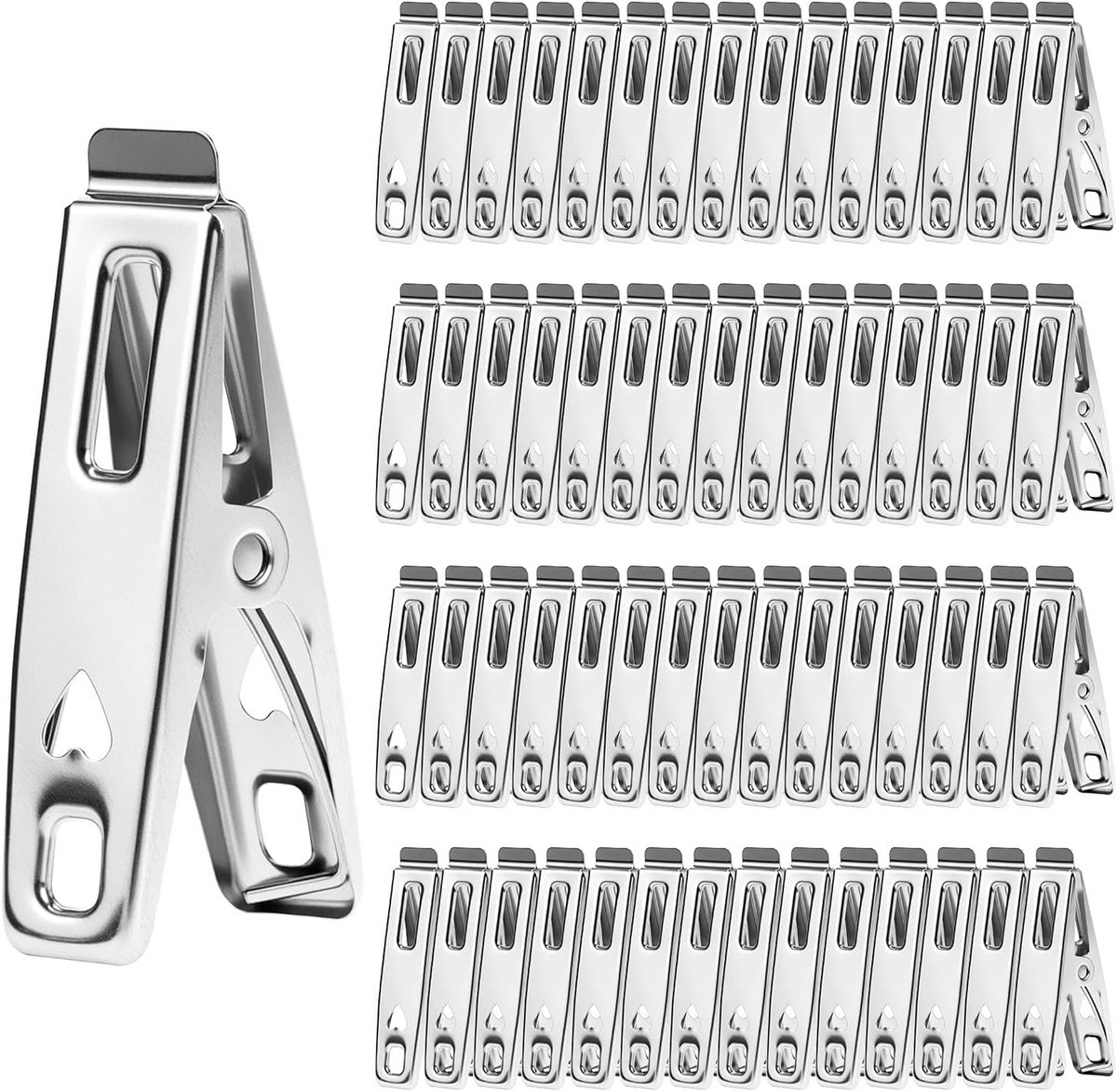 60 Stuks Wasknijpers RVS Winddicht en Roestvrij voor Kleding en Voedsel