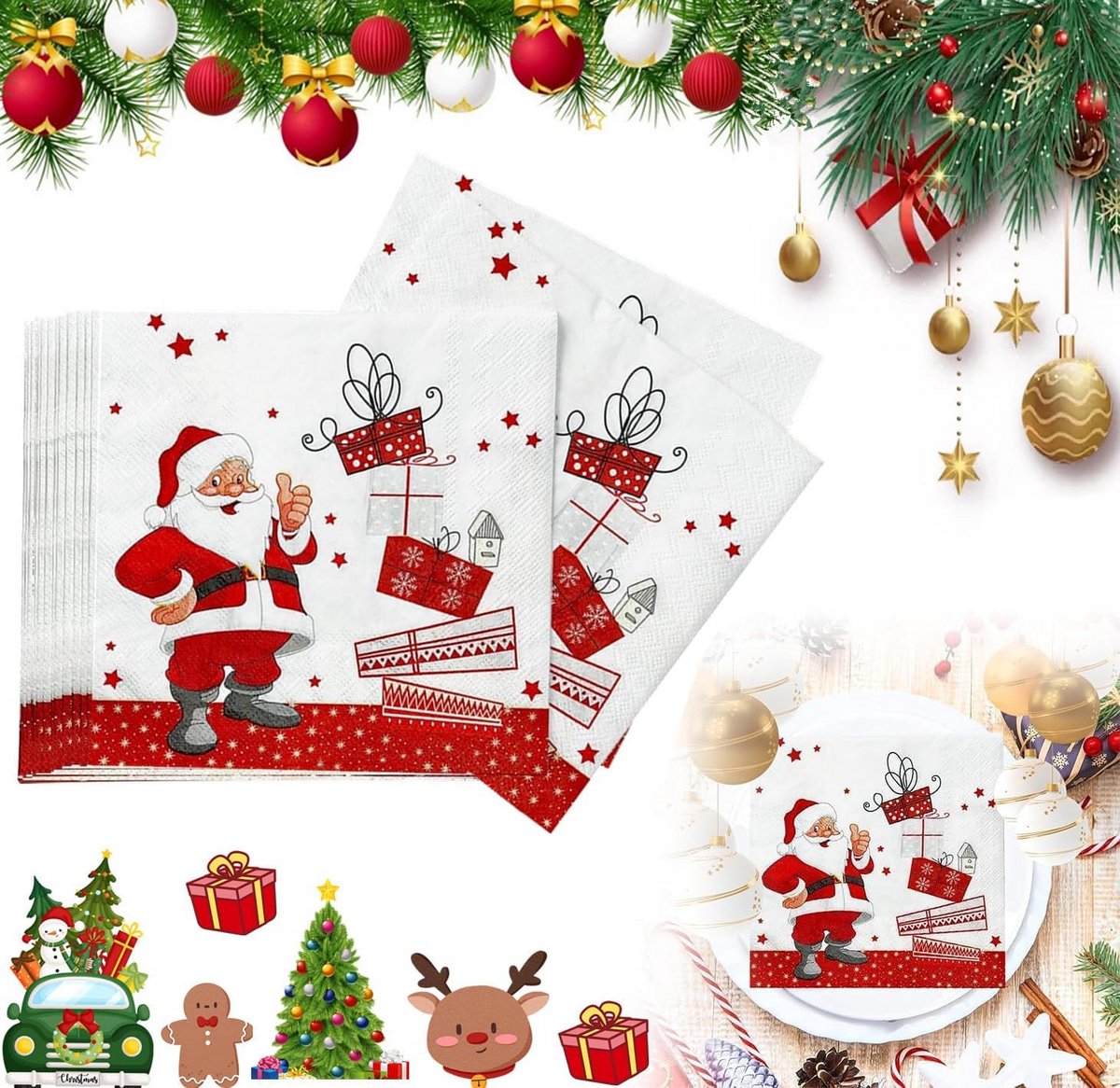 Decoratieve Papieren Servetten voor Kersttafeldecoratie