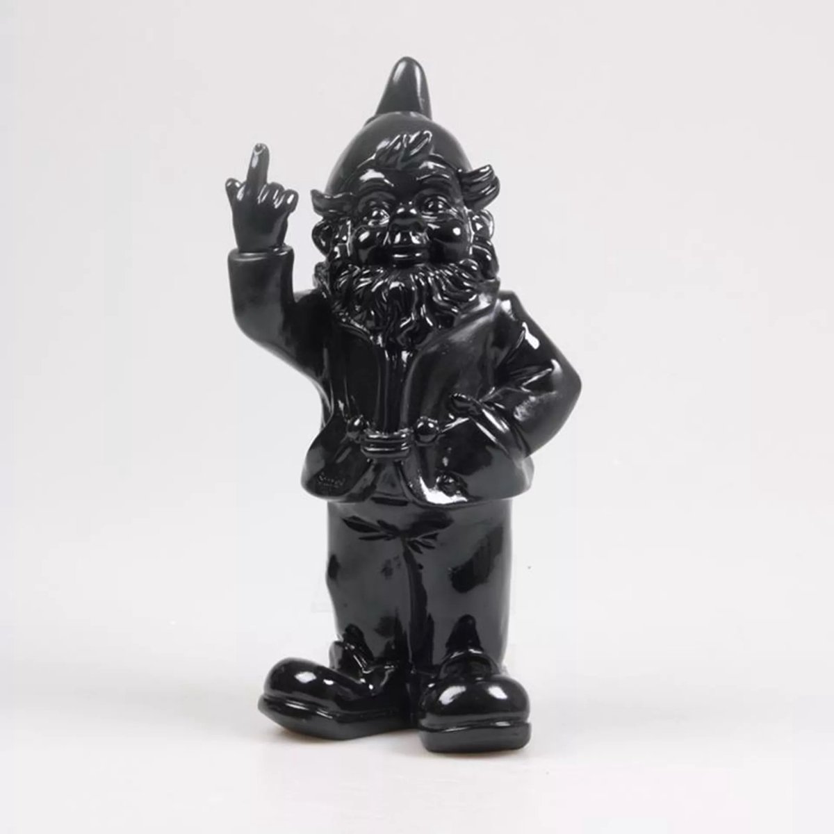Stoobz Design - Kabouter beeld F*CK YOU - Middelvinger - Zwart - 30cm - Luxewoondecoratie.nl