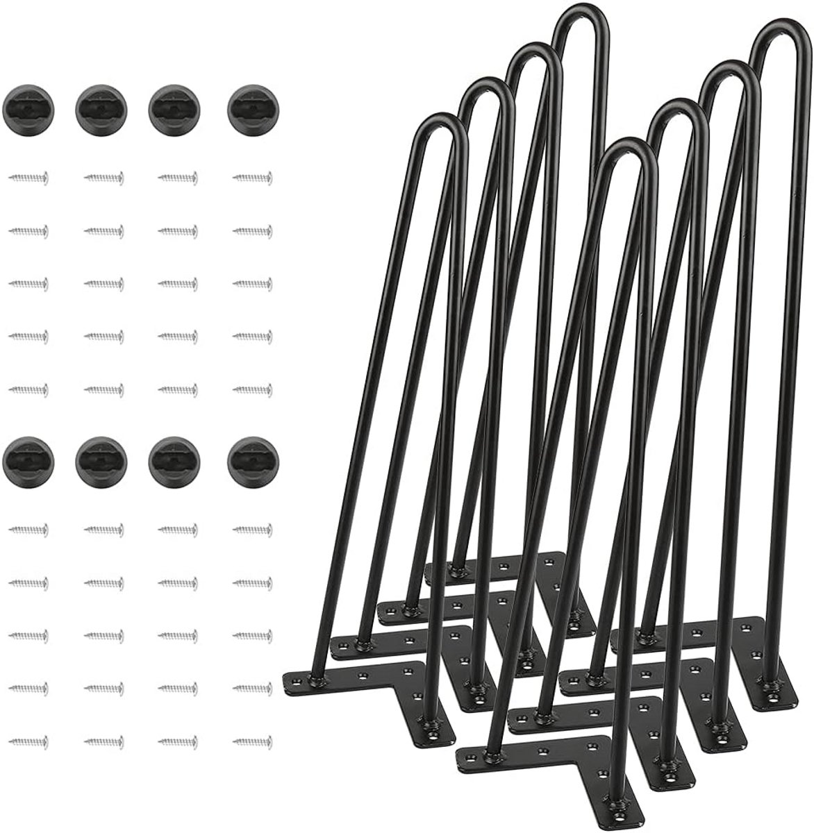 Set van 4 Zwarte Metalen Meubelpoten voor Tafel en Stoel - 41cm Hoog