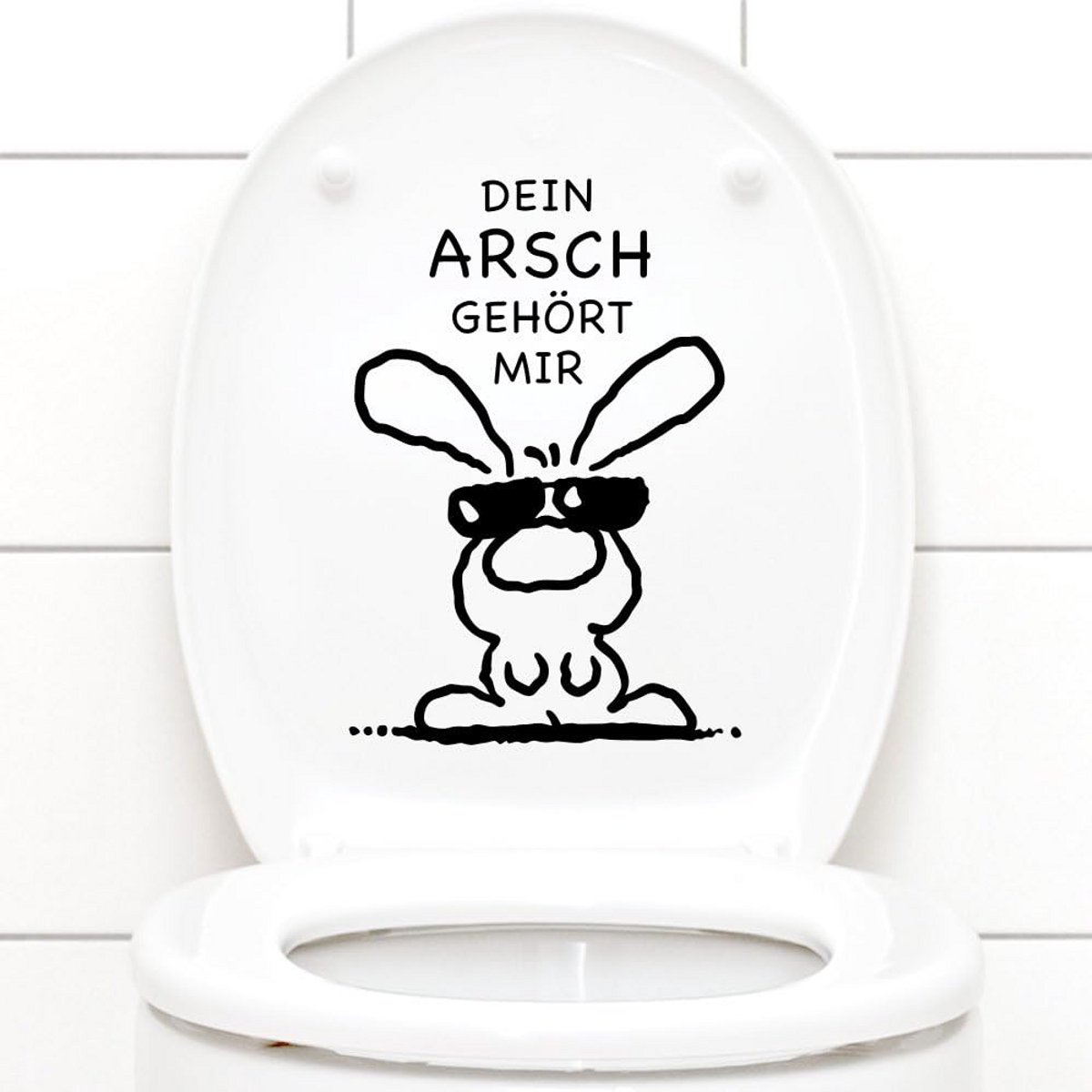 Grappige WC Muursticker Haas met Zonnebril voor Toilet of Badkamer