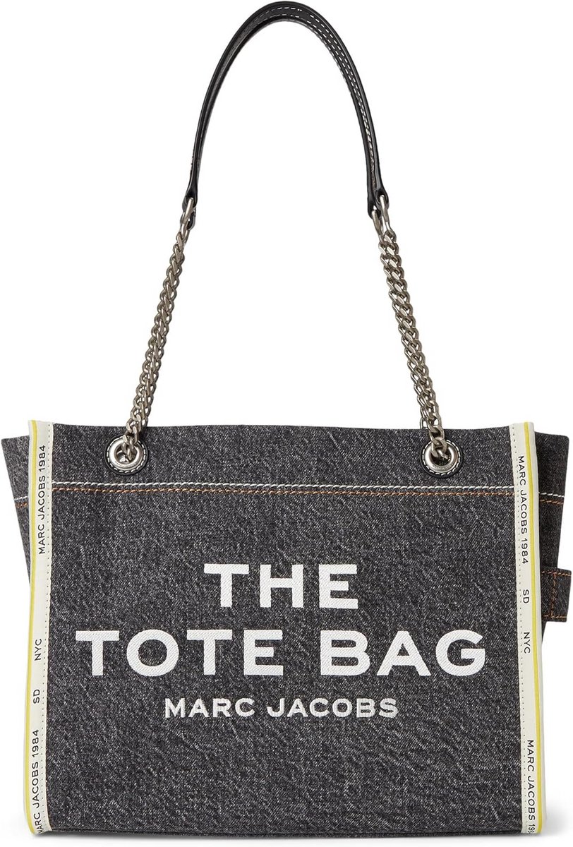 Middelgrote Denim Tote Tas met Ritssluiting en Geborduurd Logo