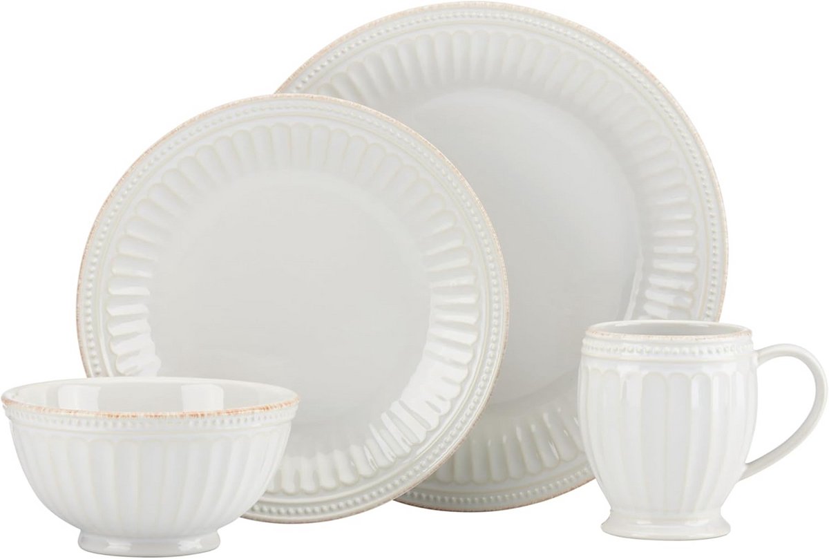 Elegant Servies Set 4 Delen Wit voor Dagelijks Gebruik en Diner