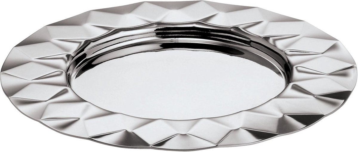 Ronde schaal van RVS met reliëf ø14 cm