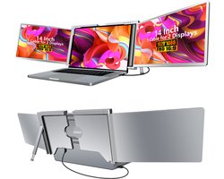 TechDecor S400 Laptop Screen Extender – Dual 14 Inch IPS Monitor – Full HD 1080P – Voor 13.3-17.3 Inch Laptops – USB-C – Plug & Play