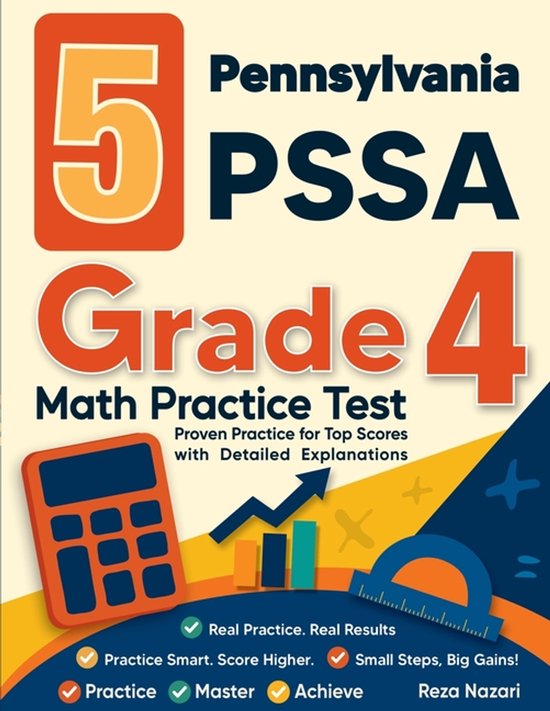 5 Pennsylvania PSSA Grade 4 Math Practice Tests - cover