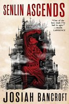 Boekomslag van 'Senlin Ascends' met een rood figuur tegen een achtergrond van een stad met torens. "One of the best reads I've had in ages."