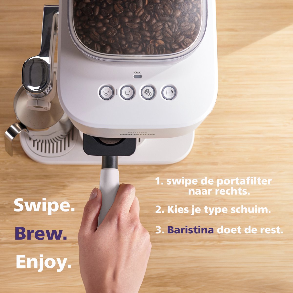 Philips Baristina Latte - BAR400/00 - Espressomachine - Pistonmachine - Cappuccino - Automatische Melkopschuimer - Wit — afbeelding 6