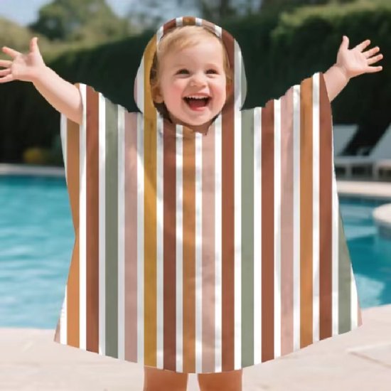Il Bambini - Badcape Baby - Badcape - Baby Badjas - Omslagdoek - Omslagdoek - Baby Handdoek Met Capuchon - Strandhanddoek - Badponcho - Poncho Handdoek - Microfiber - 60 x 60cm - gestreept