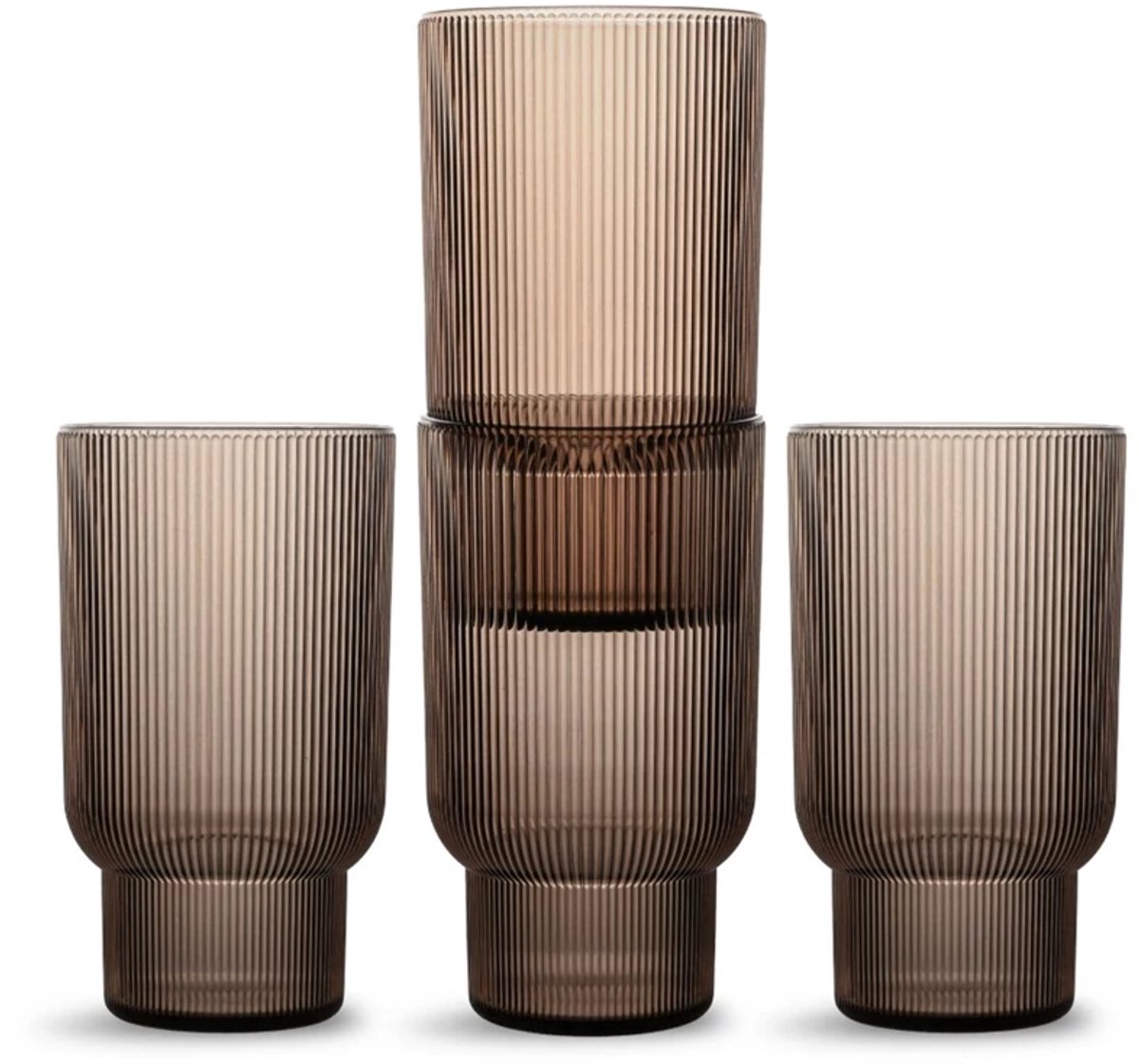 Sagaform Billi rPet waterglas set van 4 43cl bruin
