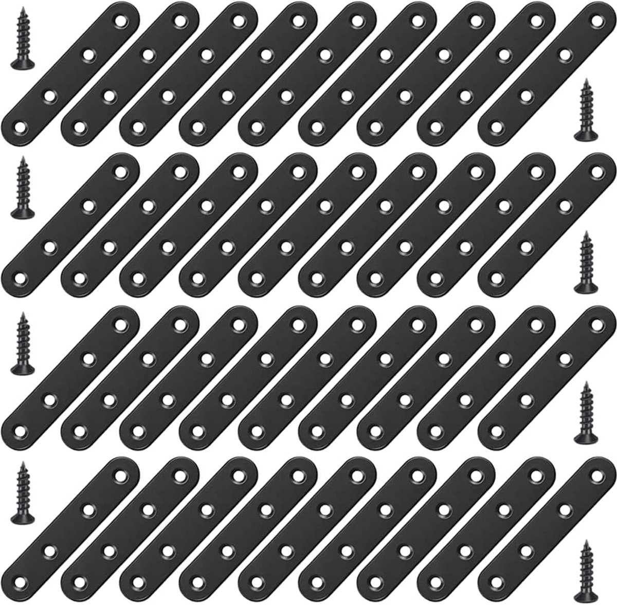 36 Stuks Rechte Bevestigingsbeugels 7.5cm Plat Roestvrij Staal Reparatieplaten met Schroeven