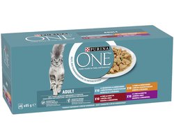PURINA ONE ADULT met diepzeevis, kip, rundvlees, lam Kattenvoer nat (40 x 85g)