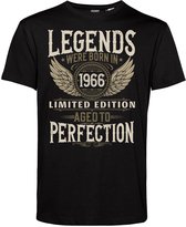 T-shirt Legends where born in 1966 | 60 Jaar Verjaardag Shirt – 60e Verjaardag – Cadeau voor Man of Vrouw | Zwart | maat XL