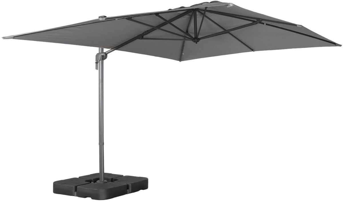 sweeek - Rechthoekige vrijstaande parasol 4x3m + ballasttegels 50x50cm - antibes