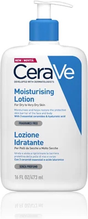 CeraVe Hydraterende melk - voor de droge tot zeer droge huid - met 3 essentiële ceramiden en hyaluronzuur - 473ml