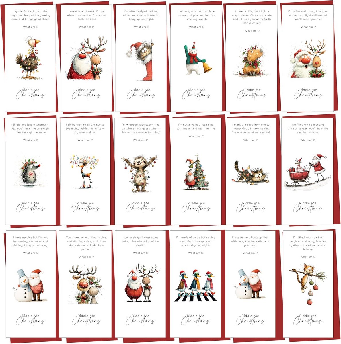 18 Kerstkaarten met Raadsels - Drievoudige Groeten met Puzzels