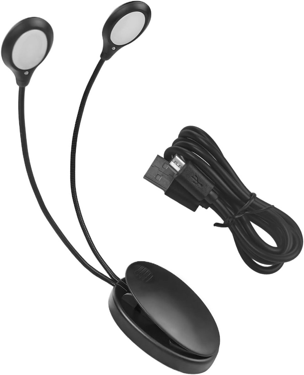 Verstelbare LED Muziekstandaard Verlichting met Dubbele Kop en Clip-on