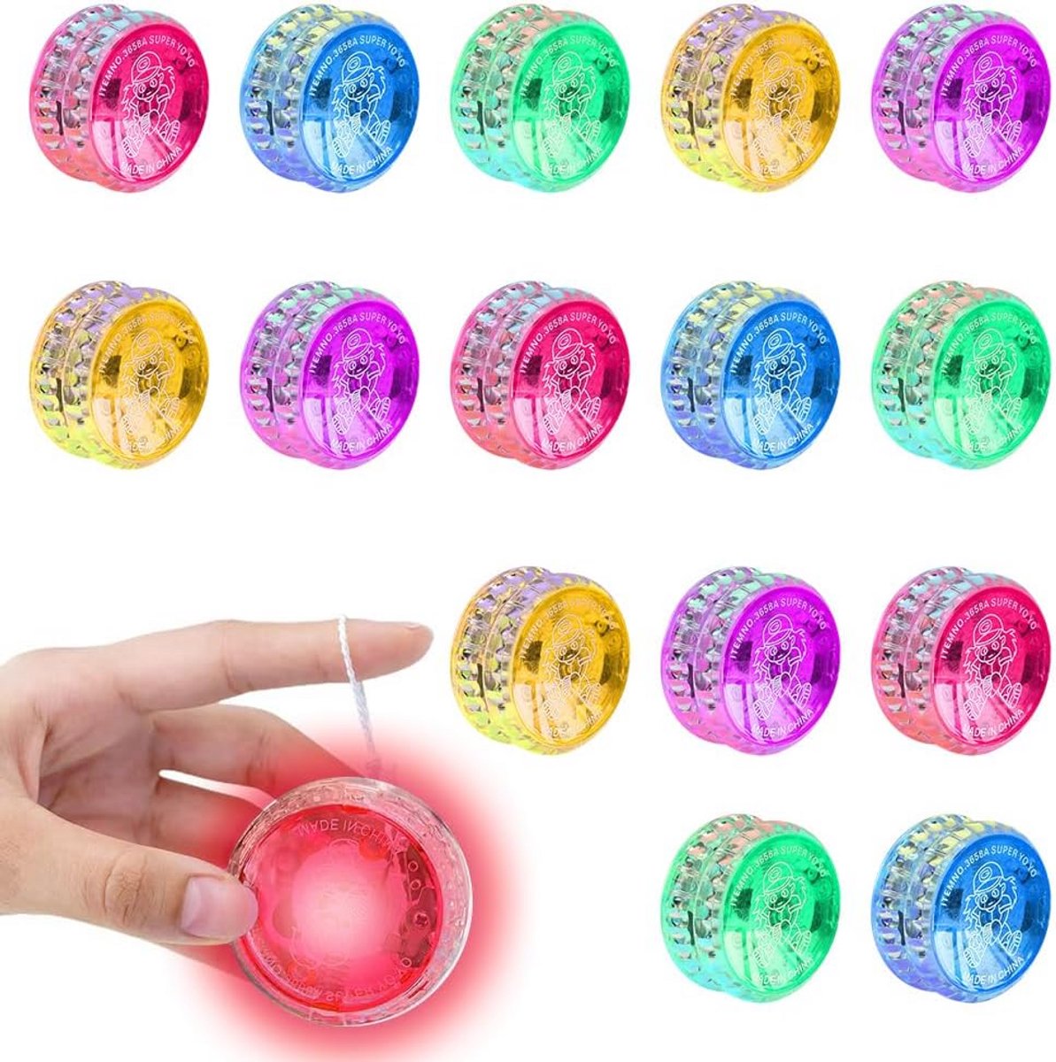 15 Stuks LED Lichtgevende Jojo's voor Beginners en Kinderen met Kogellagers