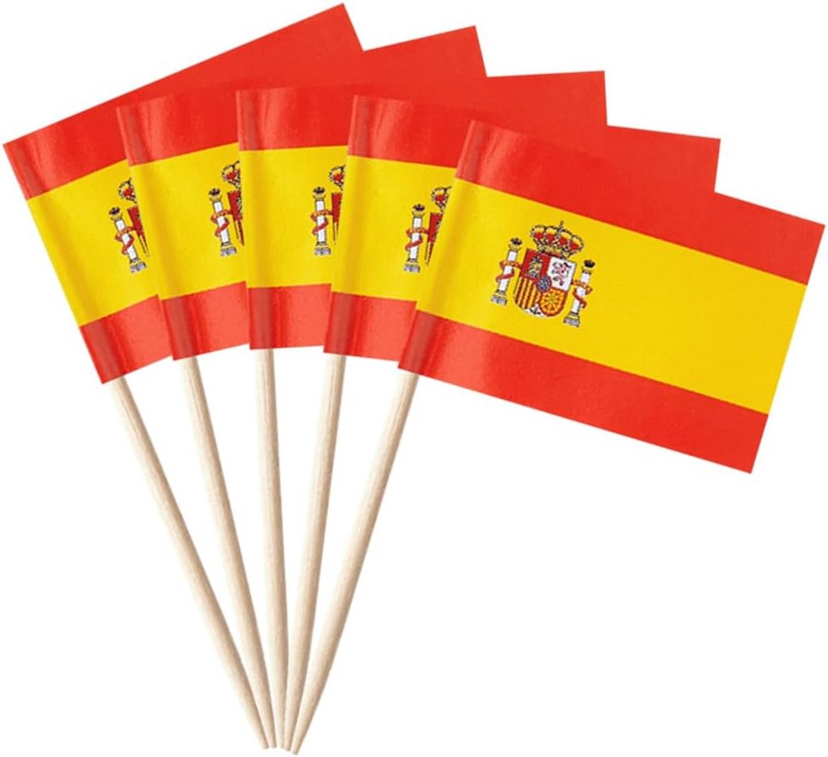 100 Stuks Mini Vlaggen Spanje Decoratie voor Hapjes Cocktails en Taarten