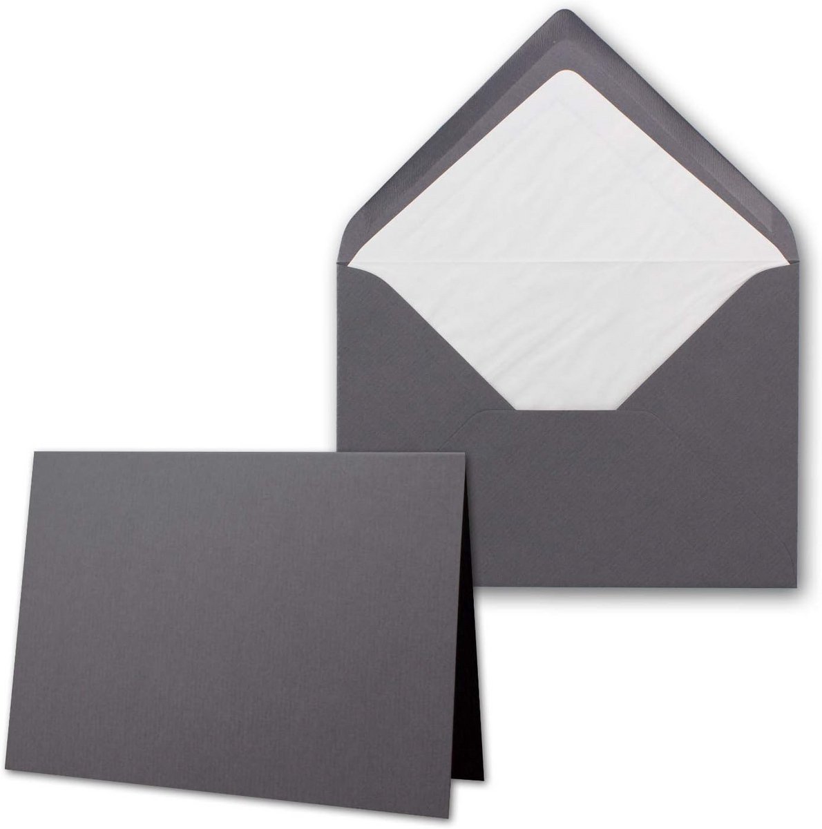 25 Delige Set Ribbelige Kaarten met Enveloppen DIN B6 Granietgrijs 12x17 cm