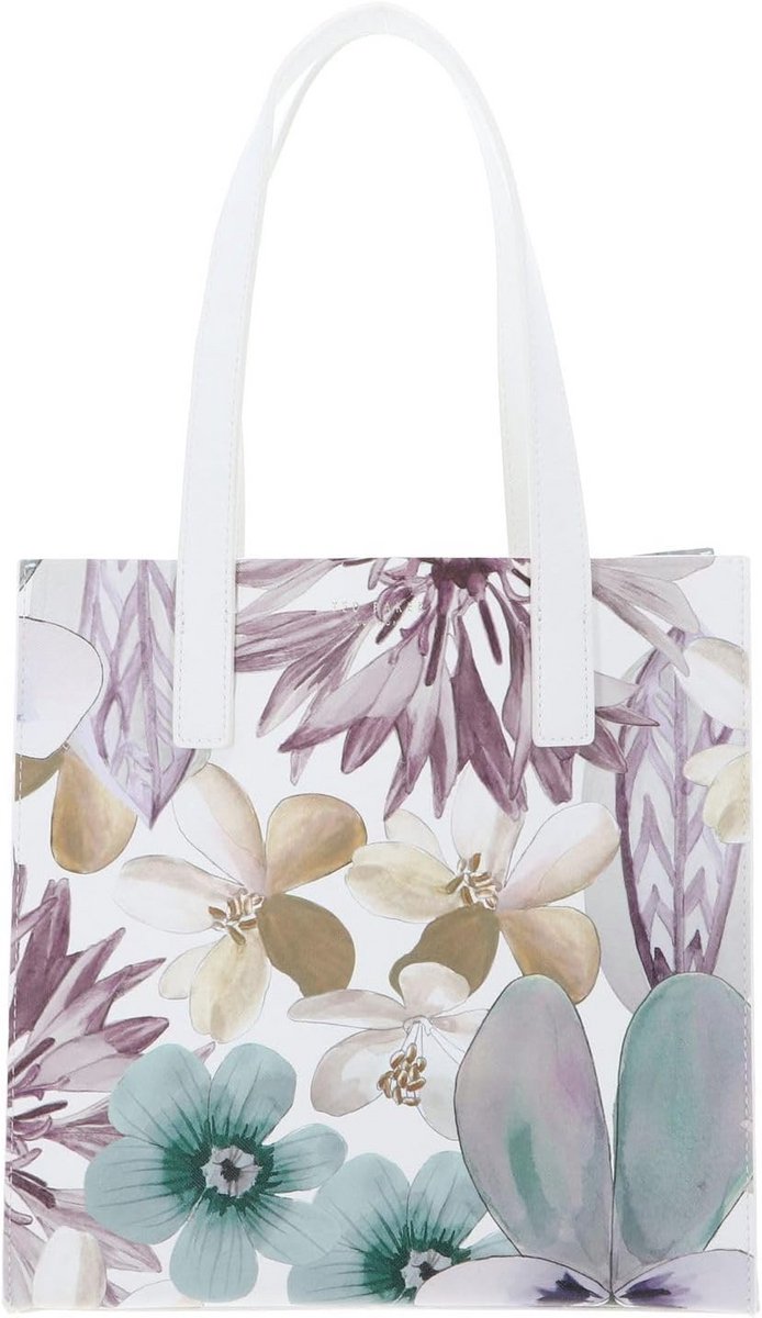 Grote Dames Handtas met Bloemendessin Wit