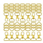 Goudkleurige sleutelhaak set 56 stuks metalen sleutelhanger onderdelen met draaibare lobster clasp, D ring en verstelgesp, geschikt voor sleutelhanger, tas en accessoire montage
