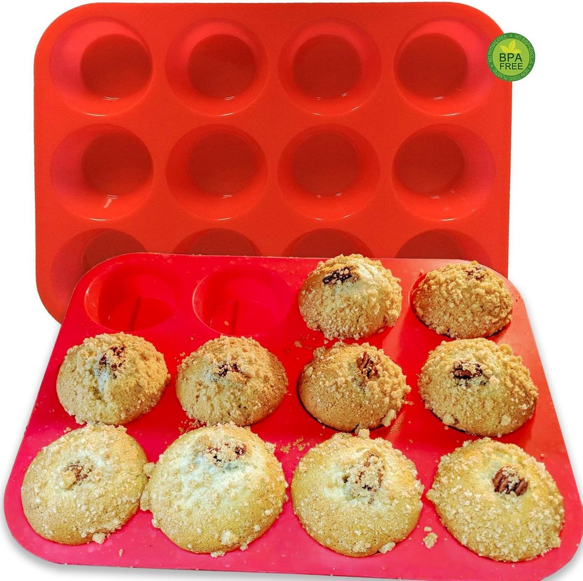 Bakvorm Muffin en Cupcake - 12 Stuks - Flexibele Siliconen Bakplaat Ovenbestendig