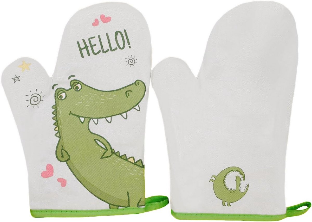 Hittebestendige Ovenwanten met Crocodillenprint, Set van 2