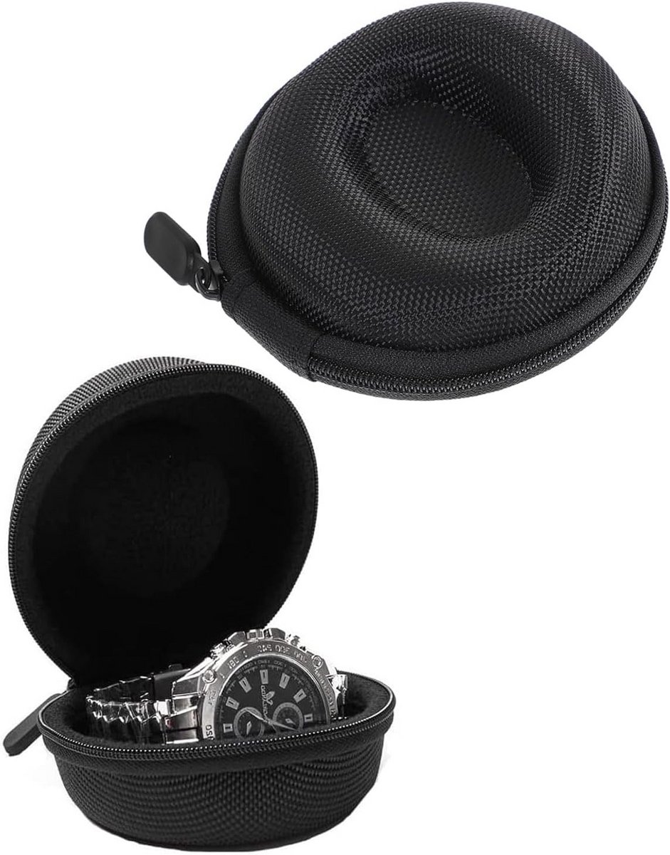 Draagbare Horlogedoos voor 1 Horloge Reisetui Zwart