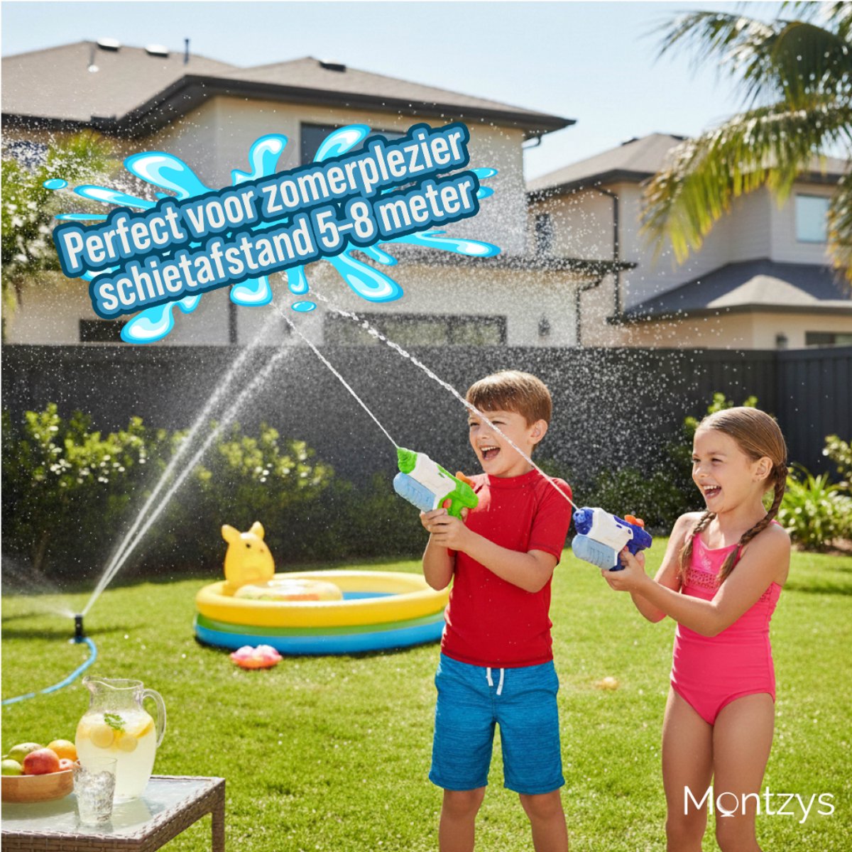 Montzys® Waterpistool Set - 2 Stuks - Water Pistool - Waterspeelgoed & Buitenspeelgoed - Geschikt voor Super Soaker - Speelgoed Kinderen — afbeelding 3
