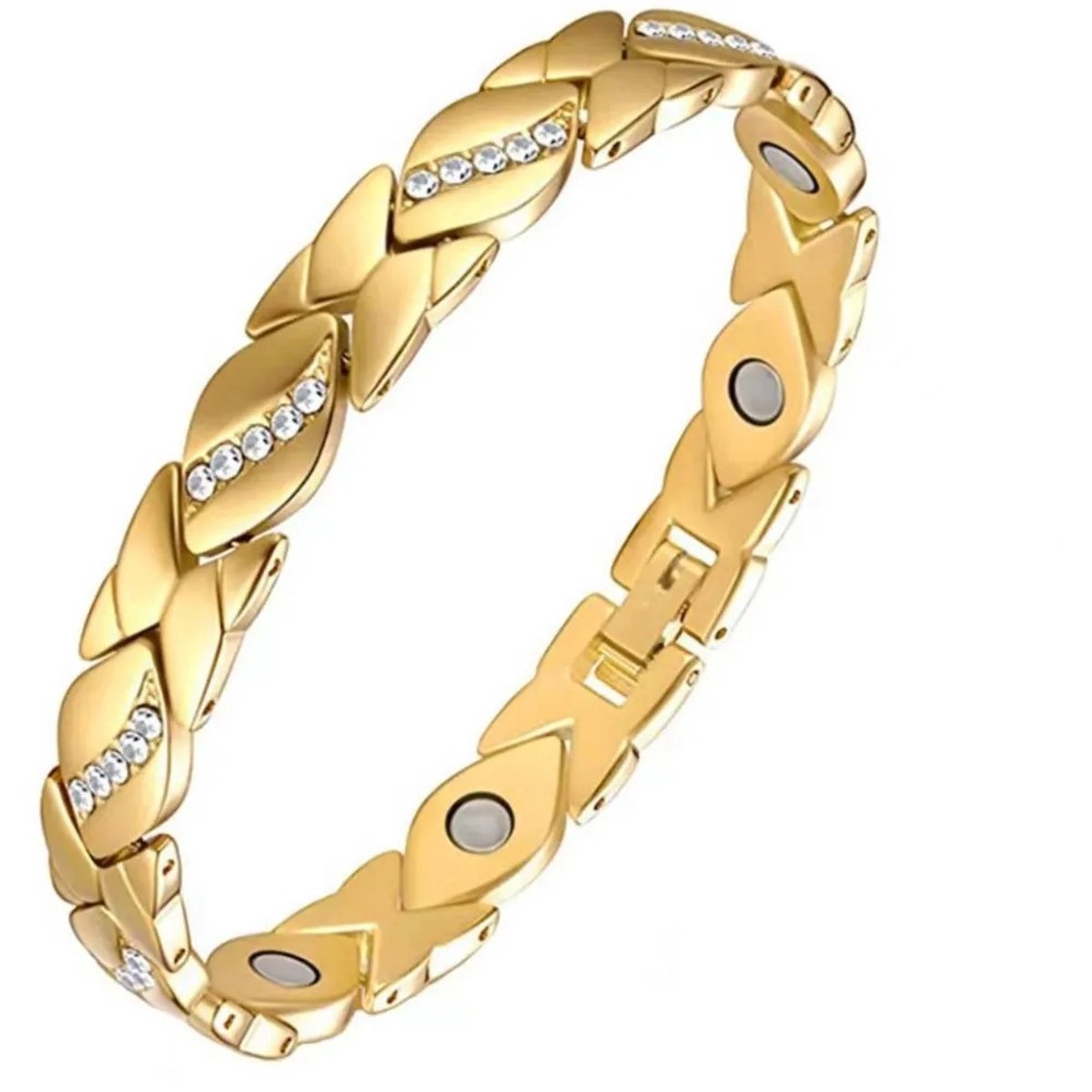 WiseGoods Luxe Magnetische Armband Voor Dames - Magneet Sieraad Goud - Armbandje Met Magneten - Armbanden Vrouw - Cadeau - 21cm