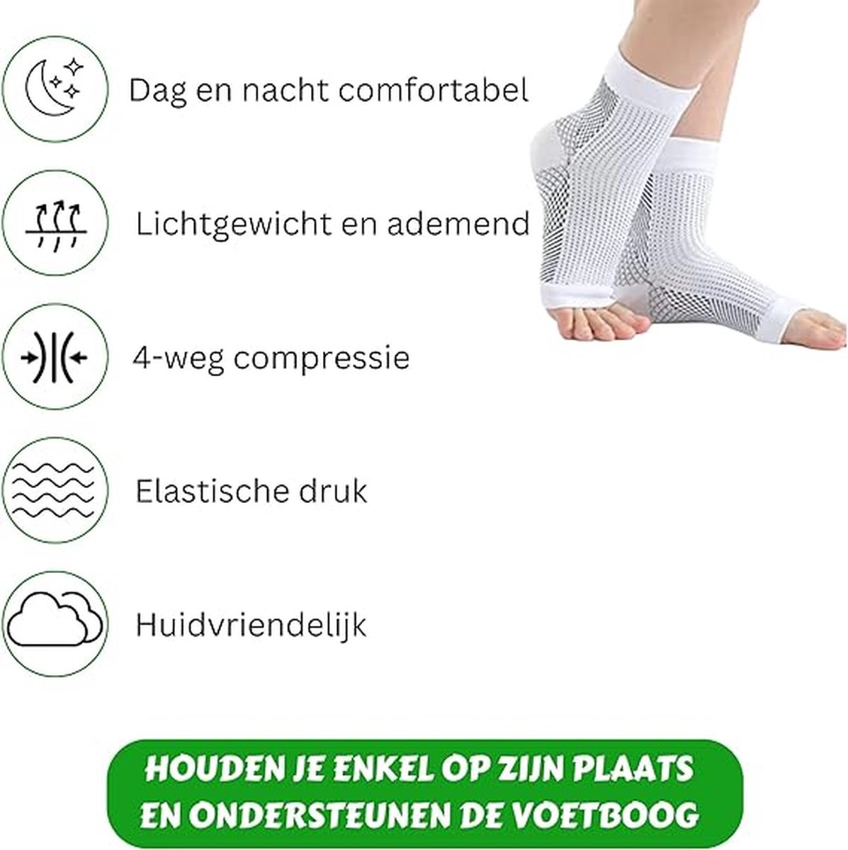 Klikkopers® - Neuropathie Sokken - Maat 38-42 - Compressie Sokken - Neuropathie Sokken Zonder Tenen - Compressiesokken - Slaapsokken - Bedsokken - Massagesokken - Wit — cadeau in Cadeau-ideeën - foto 3