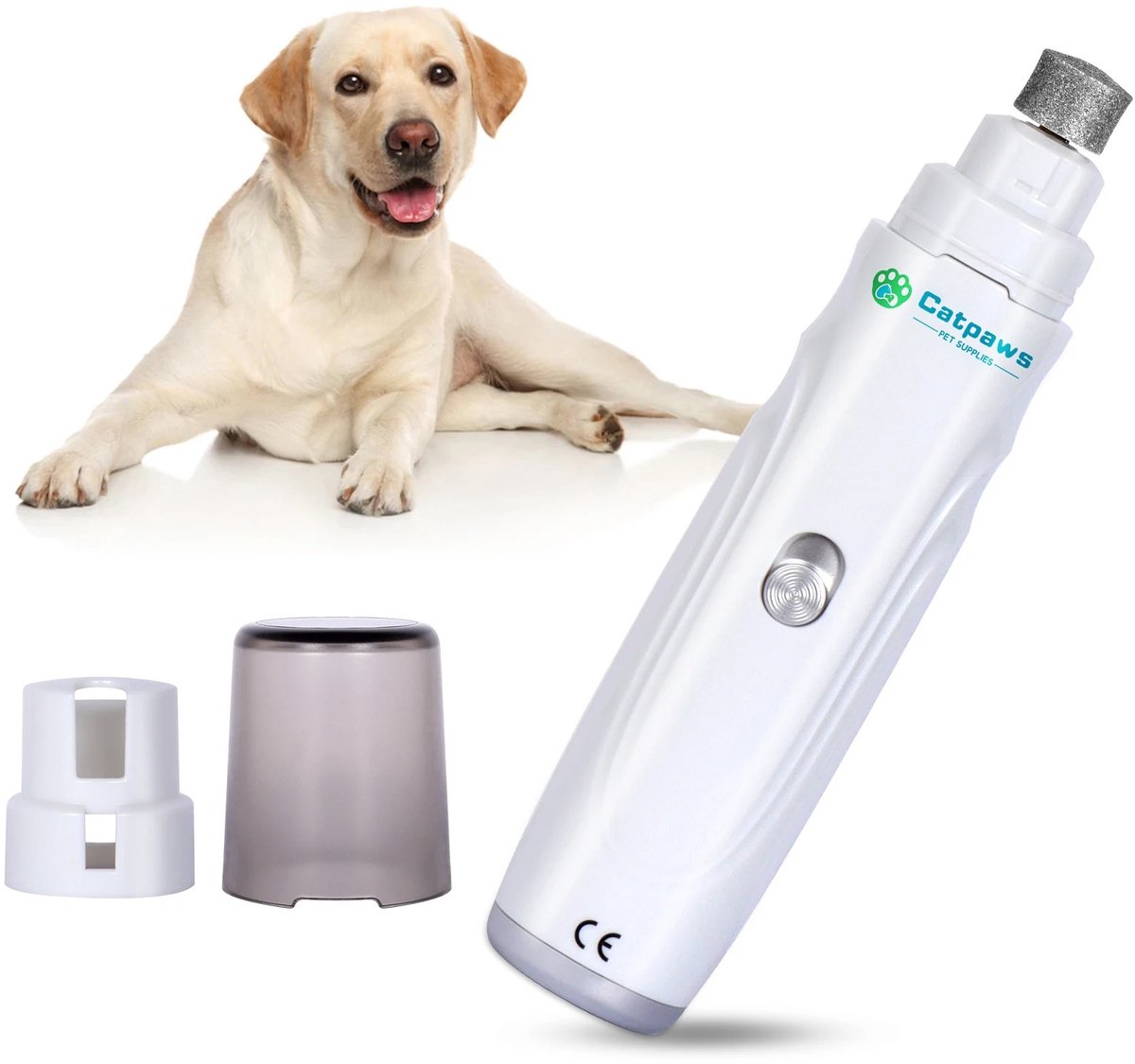 WiseGoods Premium Elektrische Nagelvijl Voor Hond & Kat - Oplaadbaar Draadloos Met Diamant Vijlkop - Huisdieren Vijl - Wit