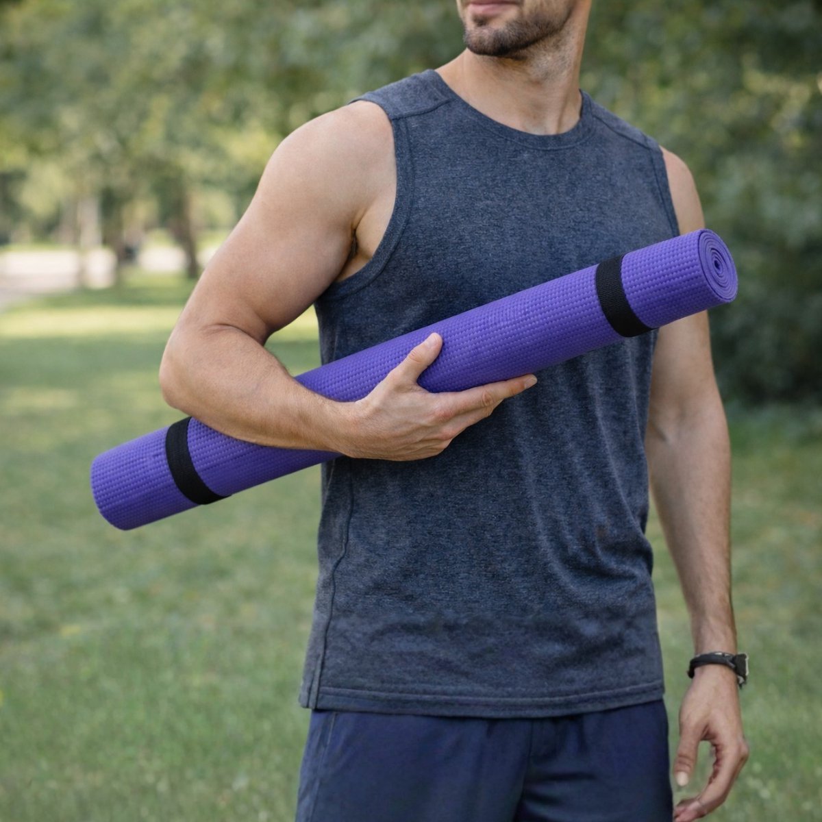 No Brand Fitness en Yoga Mat - Anti-slip en Comfortabel Oppervlak - Lichtgewicht en Makkelijk Mee te Nemen - Geschikt voor Yoga en Fitness - 173x61 cm - Blauw/Roze/Groen/Paars