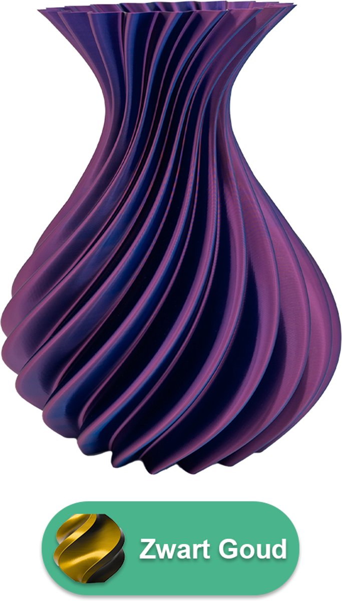 Lovora Veluro design vaas – Decoratieve vaas - Zwart / Goud - 3d geprinte vaas – geschikt voor droogbloemen - 25CM