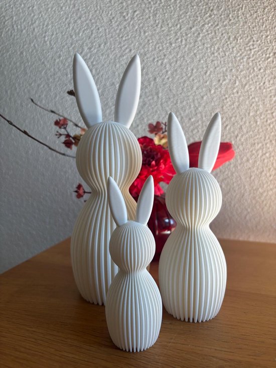 Pasen 2026 Paashaas Familie Set – 3 Delige Witte Paasdecoratie – 11, 15 & 20 cm – Moderne Minimalistische Paasversiering