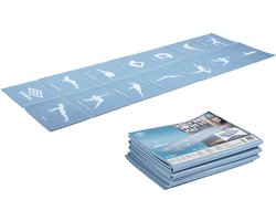 Umbro Opvouwbare Yogamat - 174 x 62 CM - Anti-Slip - 0.5 CM Dik - 13 Oefeningen in Print - Blauw