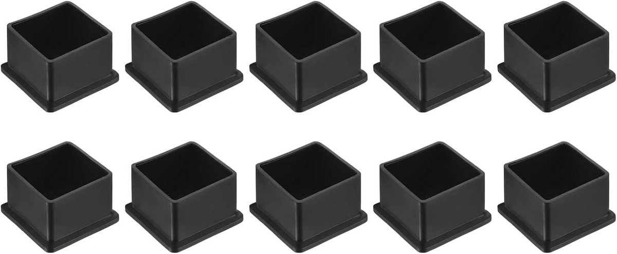 10x Stootdempers Stoelpoten PVC Vierkant 42x42 mm Zwart - Beschermers voor Hardhouten Vloeren