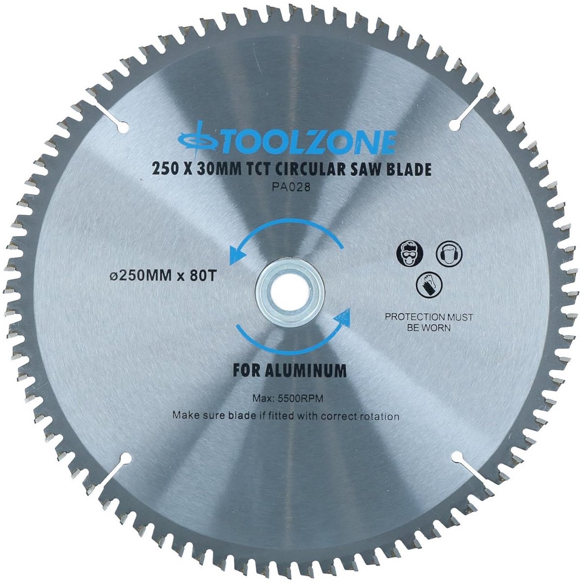 TCT Cirkelzaagblad 250mm met 80 Tanden voor Aluminium en Hout