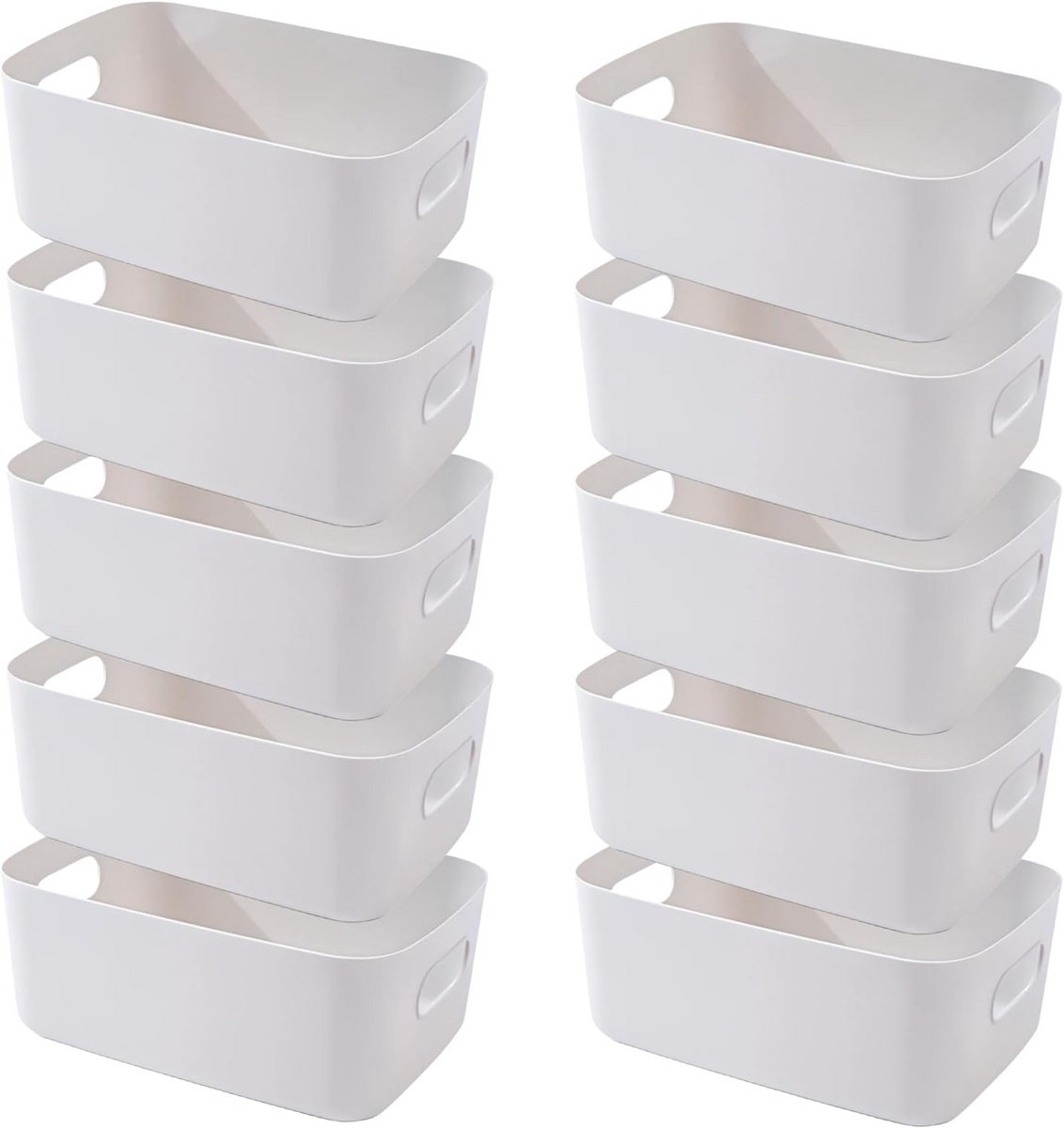 Set van 10 Kunststof Opbergdozen met Handgrepen voor Keuken en Badkamer - Grijs