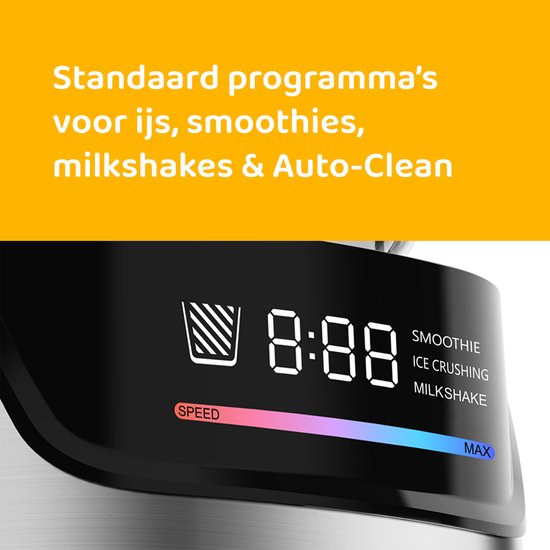 Linea Tegno Power Blender PRO-BL2030 - Professionele Smoothies & Shakes maker - 1400W - 1.7L Glazen beker, LED-kleurendisplay- met extra 250ML koffiemaler - Krachtig, stil en eenvoudig reinigen. van Merkloos — afbeelding 2