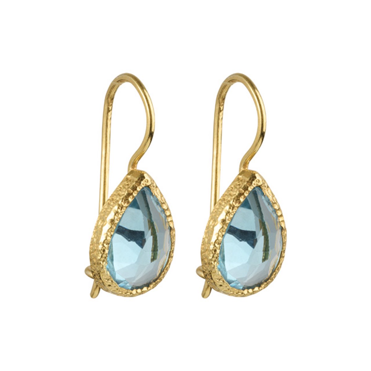 I'M ME JEWELLERY - druppel oorbellen - blauwe topaas - 24 karaats vermeil goud