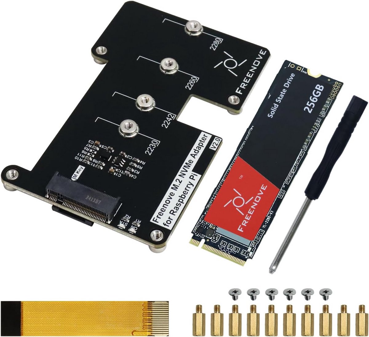 M.2 NVMe SSD Adapter voor Raspberry Pi 5 met 256GB Opslag - PCIe Snelheid